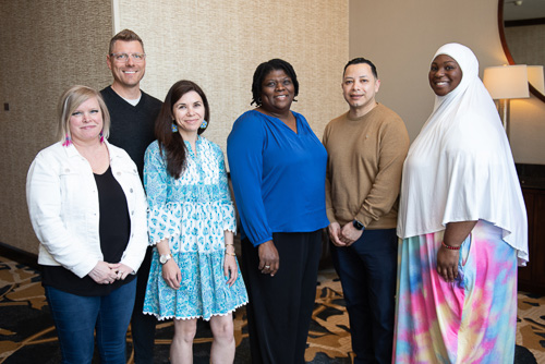 Photograph of the REAL committee: Lynnet Keeley, Jared Ferguson, Amy Rosborough, Ebon Freeman-James, Walter Orellana, and Alverta Muhammad